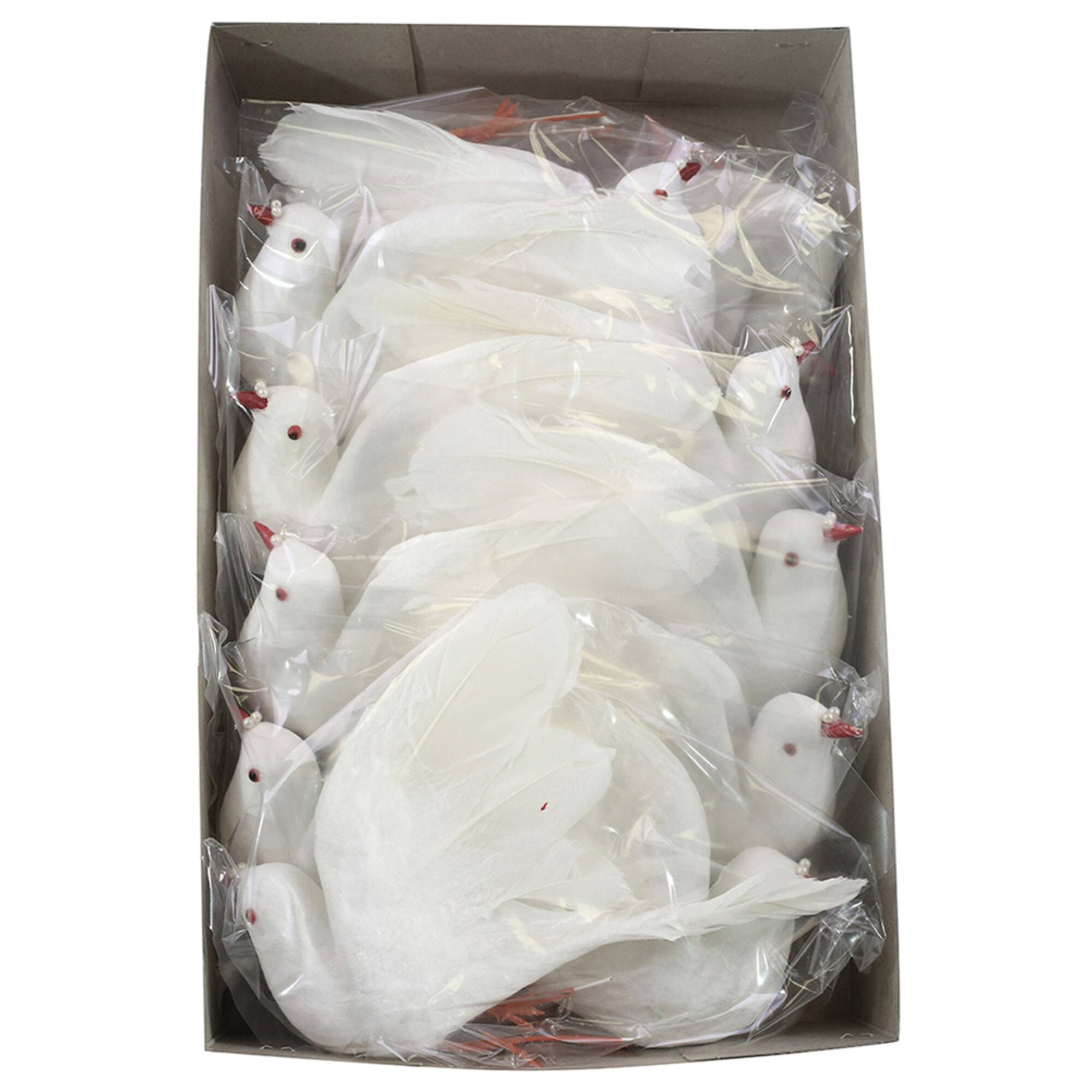 JAM Paper White 6" Sparkle Dove Floral Accessories, 12ct.